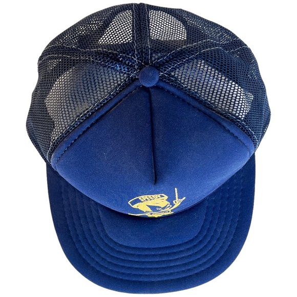 Vintage Speedy Alka Seltzer Hat Snapback Mesh Foam Logo Mascot Trucker Blue - Picture 9 of 11